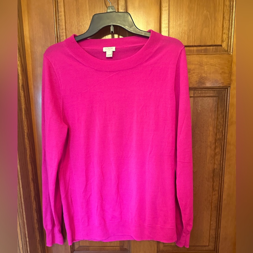 J. Crew Fuchsia merino wool blend lightweight sweater